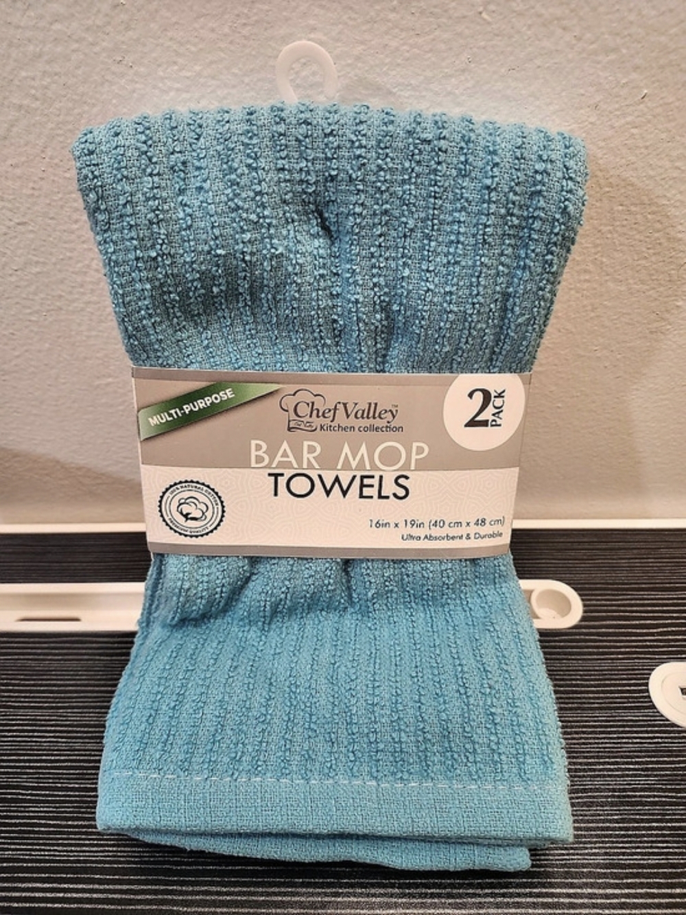 Chef Valley Kitchen Collection Bar Mop Towels 2-Pack Blue NWT
